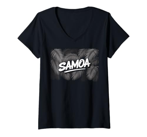 Damen Samoanischer Stamm Samoa Polynesisch Tanoa Samoan T-Shirt mit V-Ausschnitt von Samoan Gifts for Men and Women