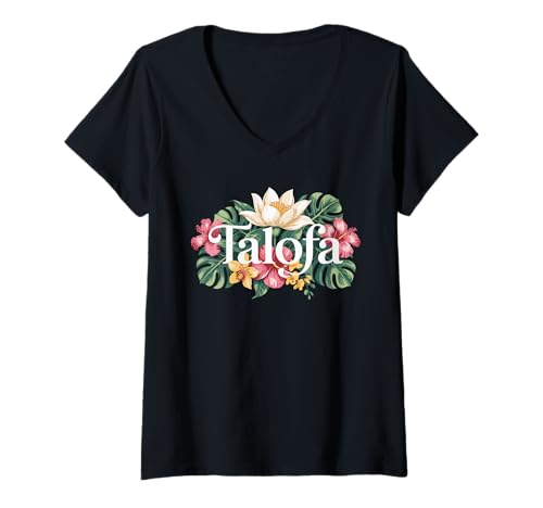 Damen Samoanischer Stamm Samoa Polynesisch Tanoa Samoan Talofa T-Shirt mit V-Ausschnitt von Samoan Gifts for Men and Women