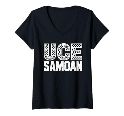 Damen Samoanischer Stamm Samoa Polynesisch Tanoa Uce Samoan T-Shirt mit V-Ausschnitt von Samoan Gifts for Men and Women