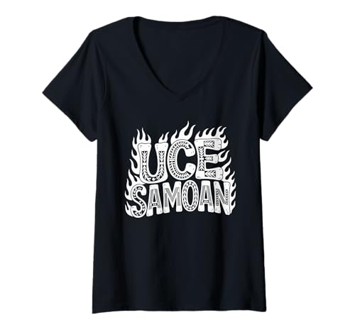 Damen Samoanischer Stamm Samoa Polynesisch Tanoa Uce Samoan T-Shirt mit V-Ausschnitt von Samoan Gifts for Men and Women