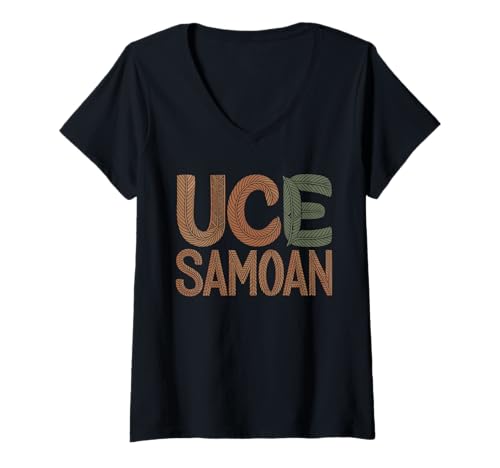 Damen Samoanischer Stamm Samoa Polynesisch Tanoa Uce Samoan T-Shirt mit V-Ausschnitt von Samoan Gifts for Men and Women