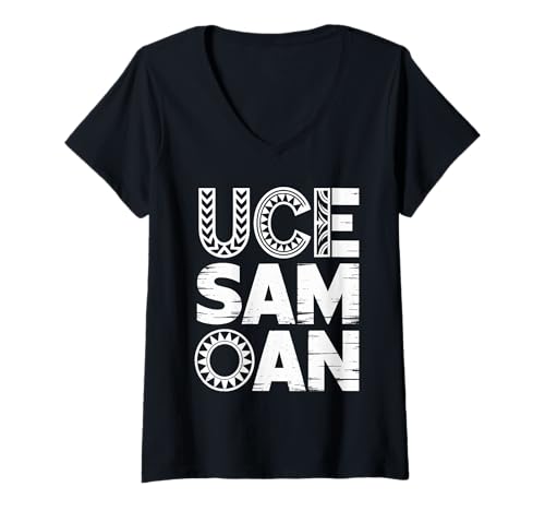 Damen Samoanischer Stamm Samoa Polynesisch Tanoa Uce Samoan T-Shirt mit V-Ausschnitt von Samoan Gifts for Men and Women