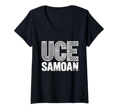 Damen Samoanischer Stamm Samoa Polynesisch Tanoa Uce Samoan T-Shirt mit V-Ausschnitt von Samoan Gifts for Men and Women