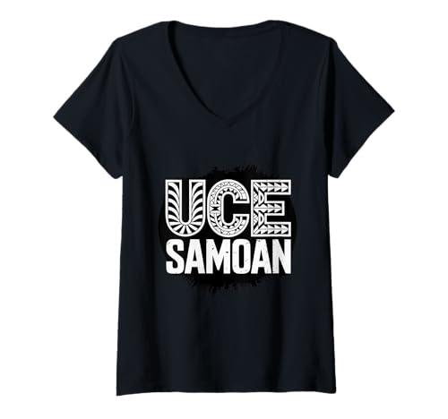 Damen Samoanischer Stamm Samoa Polynesisch Tanoa Uce Samoan T-Shirt mit V-Ausschnitt von Samoan Gifts for Men and Women