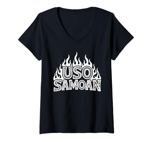 Damen Samoanischer Stamm Samoa Polynesisch Tanoa Uso Samoan T-Shirt mit V-Ausschnitt von Samoan Gifts for Men and Women