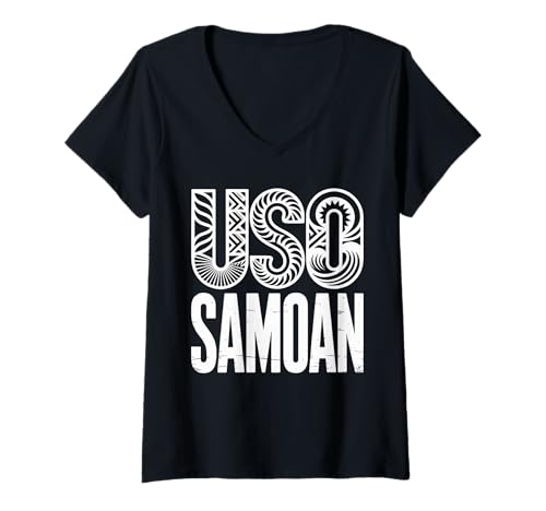 Damen Samoanischer Stamm Samoa Polynesisch Tanoa Uso Samoan T-Shirt mit V-Ausschnitt von Samoan Gifts for Men and Women