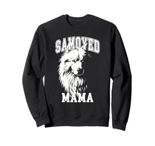 Samojede Mama - Flauschiger weißer Hund Sweatshirt von Samojede Hund Porträt Haustier Illustration
