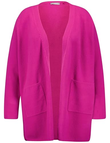 Samoon Damen Kuscheliger Long-Cardigan Langarm, überschnittene Schultern unifarben Bright Amazing Pink 52 von Samoon