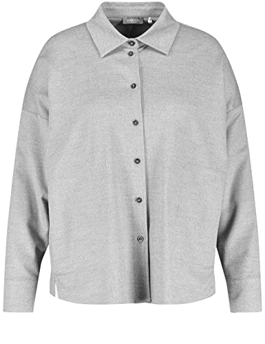 Samoon Damen Hemdjacke überschnittene Schultern, Langarm, Manschetten melange Neutral Grey Melange 48 von Samoon