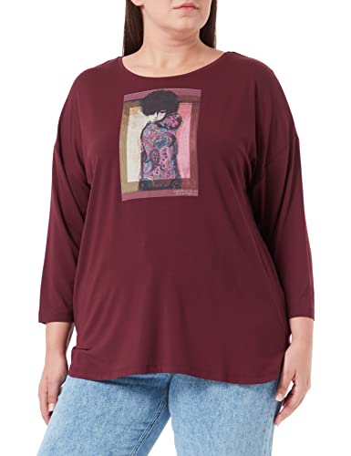 SAMOON Damen 171045-26349 T-Shirt, Dark Cherry Gemustert, 56 von Samoon