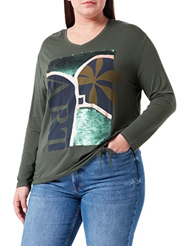 SAMOON Damen 171054-26405 T-Shirt, Pine Green Gemustert, 54 von Samoon