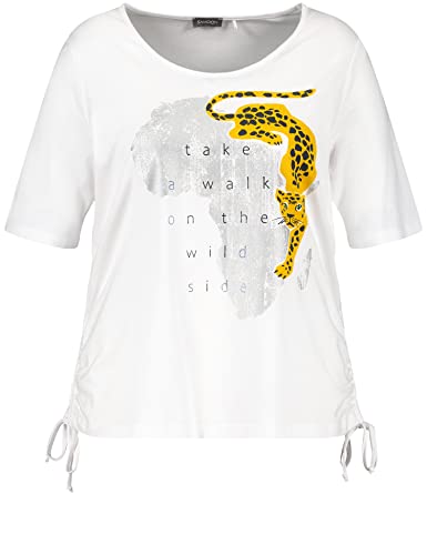 SAMOON Damen 271022-26100 T-Shirt, White Gemustert, 52 von Samoon
