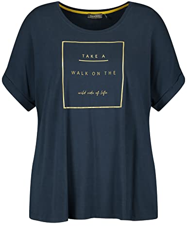 SAMOON Damen 271027-26119 T-Shirt, Mood Blue Gemustert, 44 von Samoon