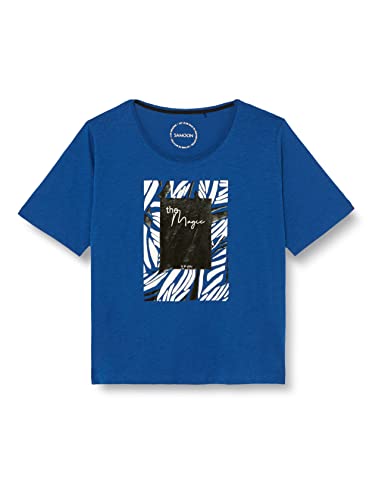 SAMOON Damen 271050-26215 T-Shirt, Cobalt Blue Gemustert, 50 von Samoon