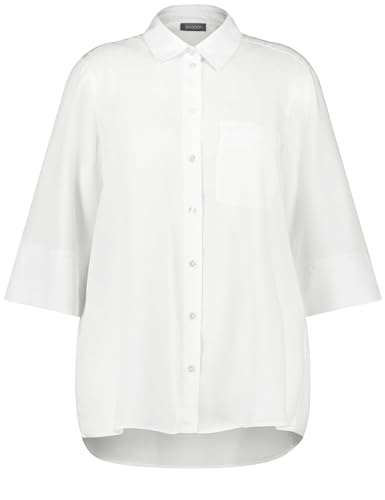 Samoon Damen 3/4 Arm Bluse aus Tencel™ Lyocell 3/4 Arm, mit Schlitz unifarben White 48 von Samoon
