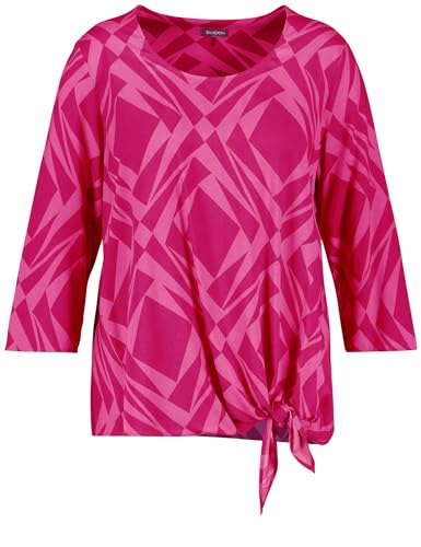 Samoon Damen 3/4 Arm Bluse mit Knoten-Detail 3/4 Arm Gemustert Cranberry Gemustert 50 von Samoon