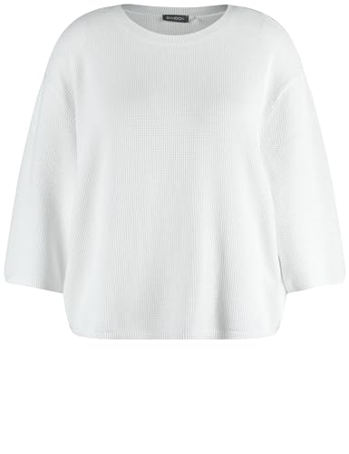 Samoon Damen 3/4 Arm Pullover aus Struktur-Strick 3/4 Arm, überschnittene Schultern unifarben White 52 von Samoon