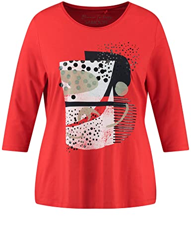 Samoon Damen 3/4 Arm Shirt mit Frontprint 3/4 Arm Frontprint Power Red Gemustert 46 von Samoon