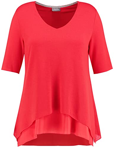 Samoon Damen 471400-29141 T-Shirt, Rot (Lava Red 6110), (Herstellergröße: 44) von Samoon