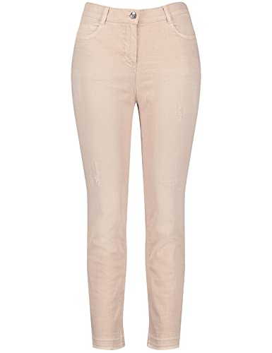 Samoon Damen 5-Pocket-Jeans Betty mit Used-Effekt Hose Jeans verkürzt 5-Pocket Jeans unifarben, Used-Effekt leicht verkürztes Bein Light Tannin Brown 42 von Samoon