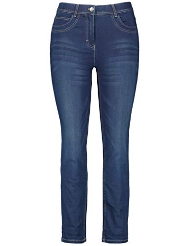 Samoon Damen 5-Pocket Jeans in 7/8 Länge Betty Jeans Used-Effekte 7/8 Länge Dunkelblau Denim 52 von Samoon