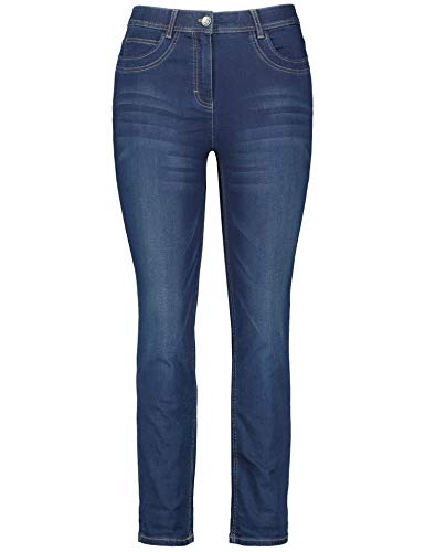 Samoon Damen 5-Pocket Jeans in 7/8 Länge Betty Jeans Used-Effekte 7/8 Länge Dunkelblau Denim 42 von Samoon