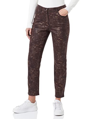 SAMOON Damen 120014-21465 Hose, Dark Chocolate Gemustert, 44 von Samoon