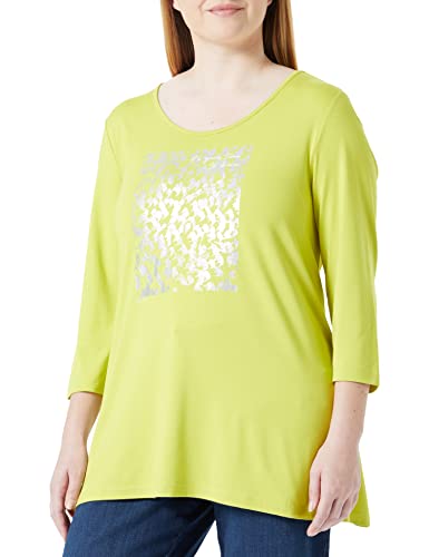 Samoon Damen Ausgestelltes 3/4 Arm Shirt mit Metallic-Print 3/4 Arm Frontprint Citronella Gemustert 52 von Samoon