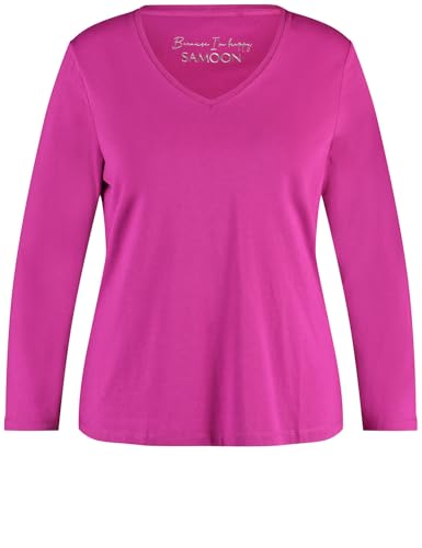 Samoon Damen Basic Langarmshirt Langarm unifarben Amazing Pink 48 von Samoon