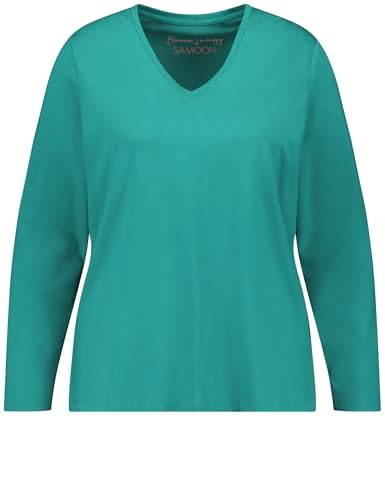 Samoon Damen Basic Langarmshirt Langarm unifarben Smaragd 48 von Samoon