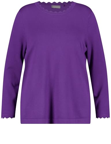 Samoon Damen Basic Pullover mit Wellenkanten Langarm unifarben Magic Purple 54 von Samoon