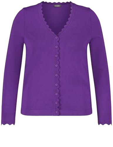 Samoon Damen Basic Strickjacke mit Wellenkanten Langarm unifarben Magic Purple 48 von Samoon