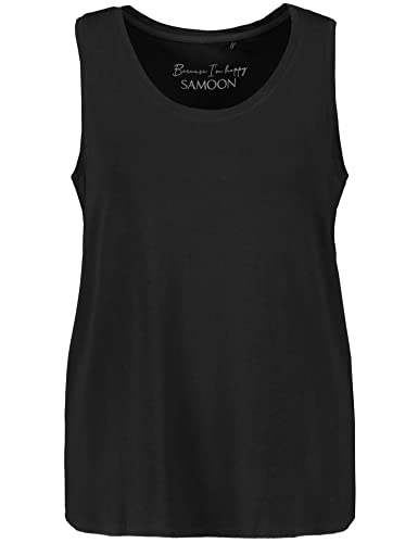 Samoon Damen Basic-Top mit Seitenschlitzen ärmellos unifarben Black 42 von Samoon