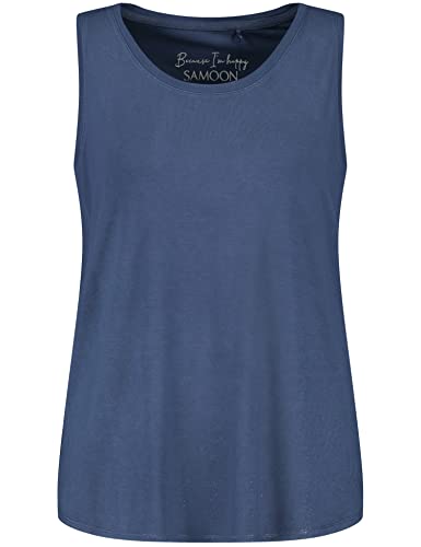Samoon Damen Basic-Top mit Seitenschlitzen ärmellos unifarben Mood Blue 42 von Samoon