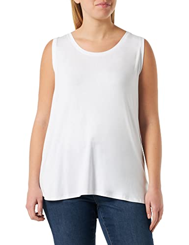 Samoon Damen Basic-Top mit Seitenschlitzen ärmellos unifarben White 44 von Samoon