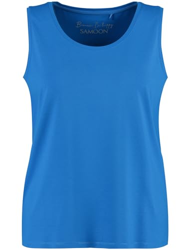 Samoon Damen Basic-Top mit Seitenschlitzen ärmellos unifarben Digital Blue 48 von Samoon