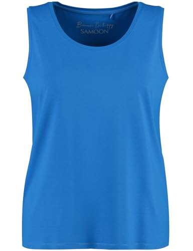 Samoon Damen Basic-Top mit Seitenschlitzen ärmellos unifarben Digital Blue 52 von Samoon