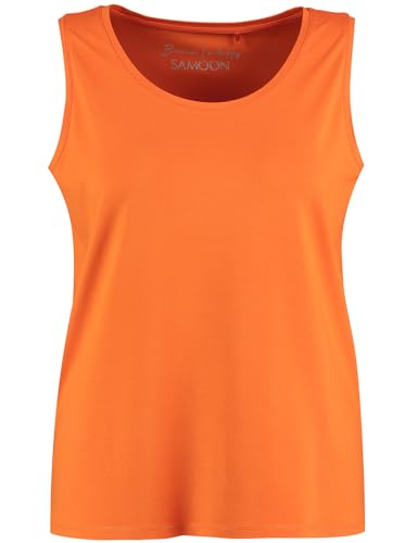 Samoon Damen Basic-Top mit Seitenschlitzen ärmellos unifarben Happy Orange 46 von Samoon