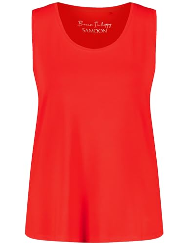 Samoon Damen Basic-Top mit Seitenschlitzen ärmellos unifarben Power Red 42 von Samoon