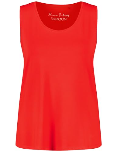 Samoon Damen Basic-Top mit Seitenschlitzen ärmellos unifarben Power Red 46 von Samoon