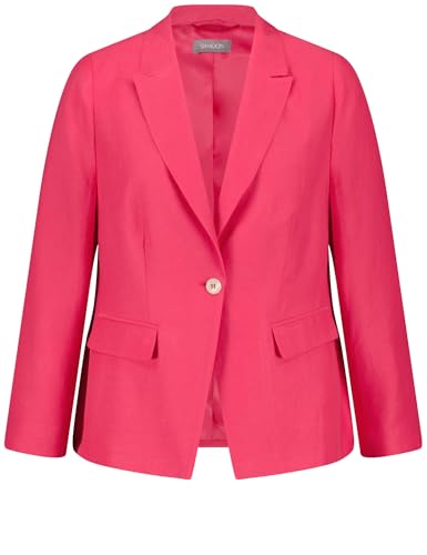 Samoon Damen Blazer aus Viskose-Leinen-Mix Langarm unifarben Barberry Red 52 von Samoon