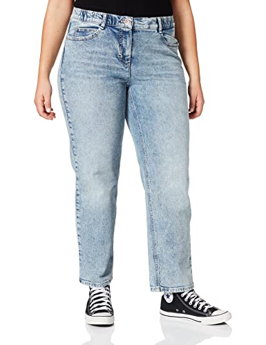 Samoon Damen Jeans Jenny mit ausgefransten Säumen Hose Jeans verkürzt Hose unifarben, Used-Effekt 7/8 Länge Blue Denim 48 von Samoon