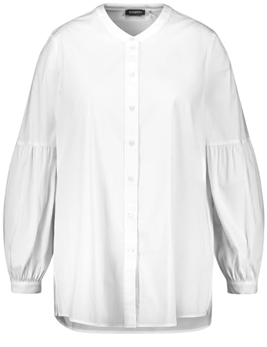 Samoon Damen Bluse mit Ballonärmeln Ballonärmel, Langarm, Manschetten unifarben White 42 von Samoon