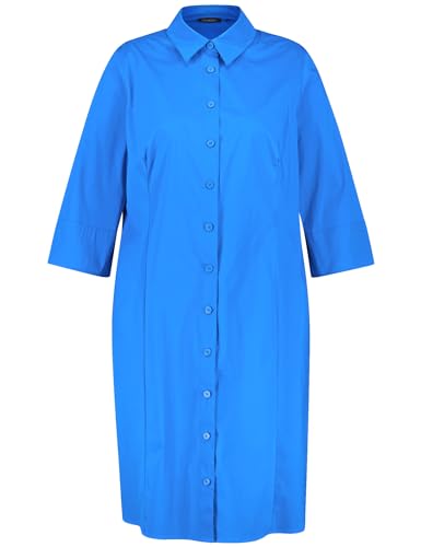 Samoon Damen Blusenkleid mit 3/4 Arm und Taschen 3/4 Arm unifarben knieumspielend Digital Blue 54 von Samoon