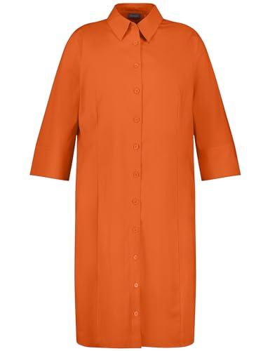 Samoon Damen Blusenkleid mit 3/4 Arm und Taschen 3/4 Arm unifarben knieumspielend Happy Orange 42 von Samoon