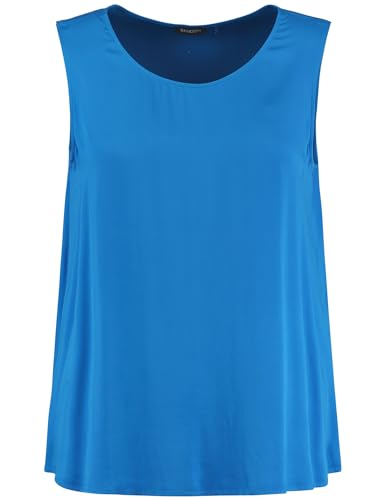 Samoon Damen Blusentop mit subtilem Glanz ärmellos unifarben Digital Blue 50 von Samoon