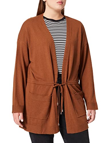 Samoon Damen Cardigan mit Tunnelzug Langarm, überschnittene Schultern unifarben Mocca Brown 46 von Samoon