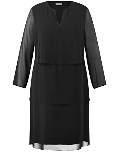 SAMOON Damen 980999-29249 Kleid, Black, 44 von Samoon