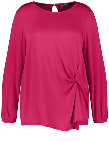 Samoon Damen Elegante Bluse mit Raff-Detail Langarm, geknöpfte Armschlitze unifarben Cranberry 48 von Samoon