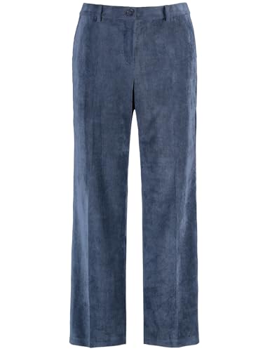 Samoon Damen Feine Cordhose mit weitem Bein Carlotta unifarben reguläre Länge Dark Lake Blue 46 von Samoon